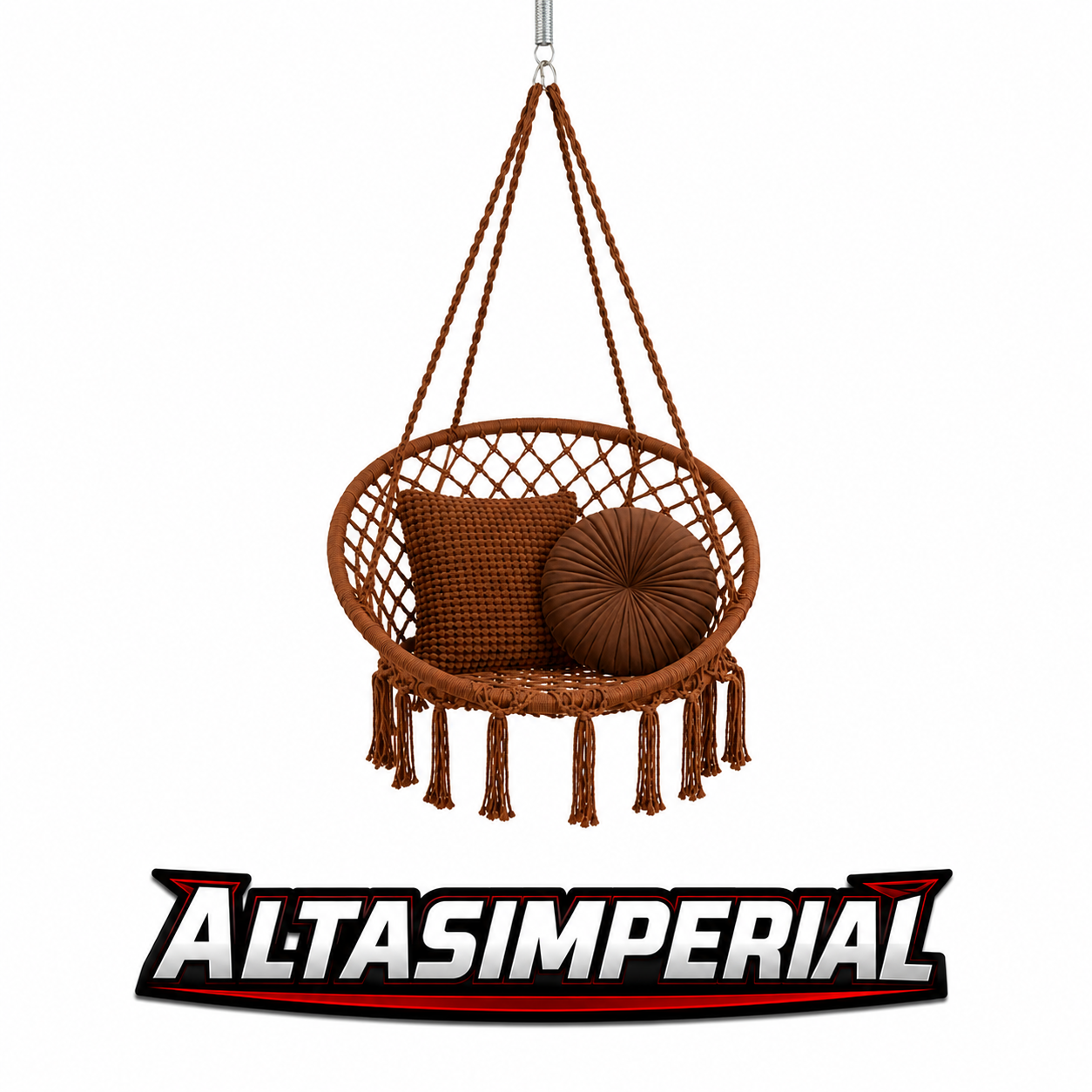 altasimperial hanging hammock chair macrame swing handwoven cotton backrest garden, indoor and outdoor