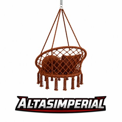 Altasimperial Hanging Hammock Chair Macrame Swing Handwoven Cotton Backrest Garden, Indoor and Outdoor