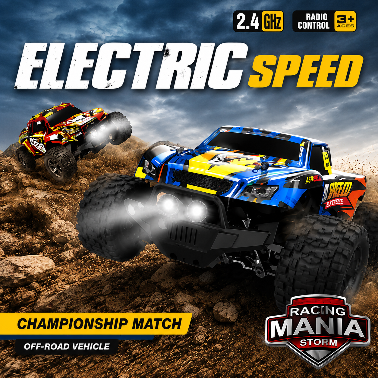 20km/h off road 4wd rc monster truck for kids & adults – off-road remote control car with 1 rechargeable batteries