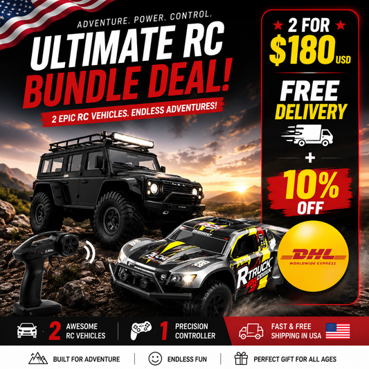 Ultimate RC Bundle Deal – Buy 2 for $160 |TRX-4M Style Land Rover Defender RC Crawler 1/16 & HB RC Car 1:36 Scale 4WD High Speed Off Road Remote Control Truck