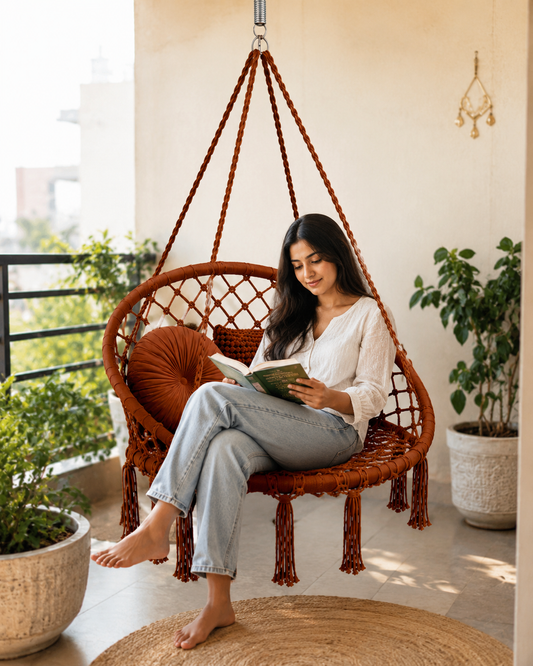 Altasimperial Hanging Hammock Chair Macrame Swing Handwoven Cotton Backrest Garden, Indoor and Outdoor