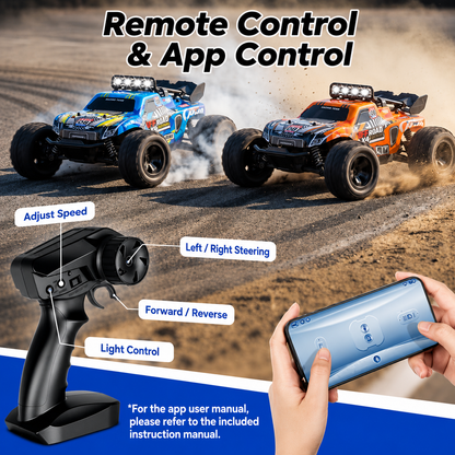 1:18 RC Monster Conquer Truck for Kids Ages and Hobby fans | 2.4GHz Remote Control Car with LED Body Lights | 20-32 km/h Off-Road Toy Truck