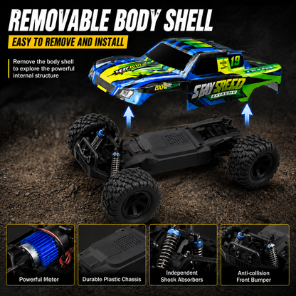 20KM/H Off Road 4WD RC Monster Truck for Kids & Adults – Off-Road Remote Control Car with 1 Rechargeable Batteries