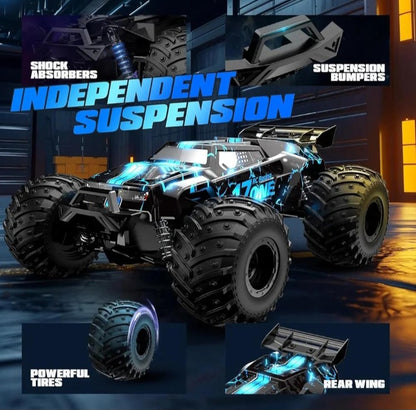 20+ KM/H High-Speed 4WD RC Monster Truck | All-Terrain | LED Lights