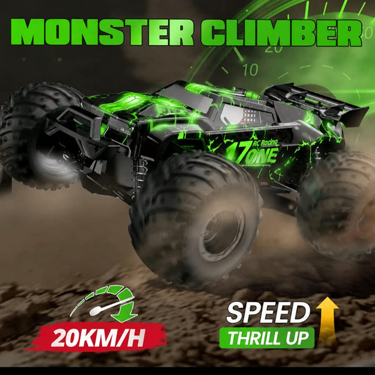 20+ KM/H High-Speed 4WD RC Monster Truck | All-Terrain | LED Lights