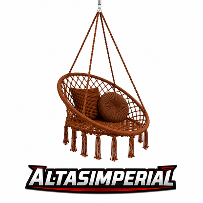Altasimperial Hanging Hammock Chair Macrame Swing Handwoven Cotton Backrest Garden, Indoor and Outdoor