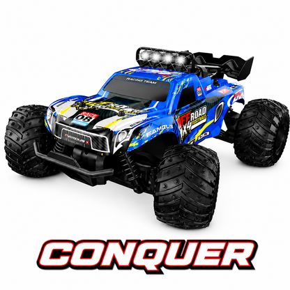 1:18 RC Monster Conquer Truck for Kids Ages and Hobby fans | 2.4GHz Remote Control Car with LED Body Lights | 20-32 km/h Off-Road Toy Truck